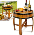 Rustic Oak Whiskey Barrel Side Table with Metal Bands